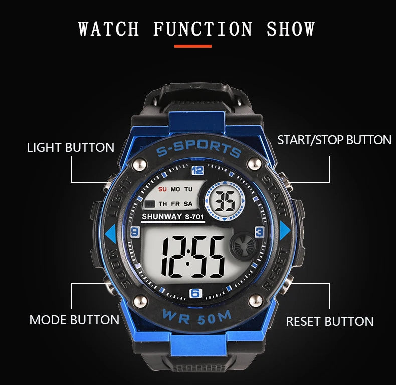Premium Digital Sports Watch - Waterproof & Luminous