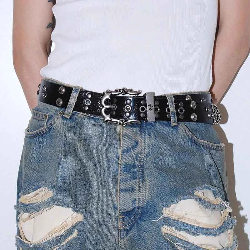 Luxury Punk Leather Belt - Heavy Metal Rivet Rock Stud Design