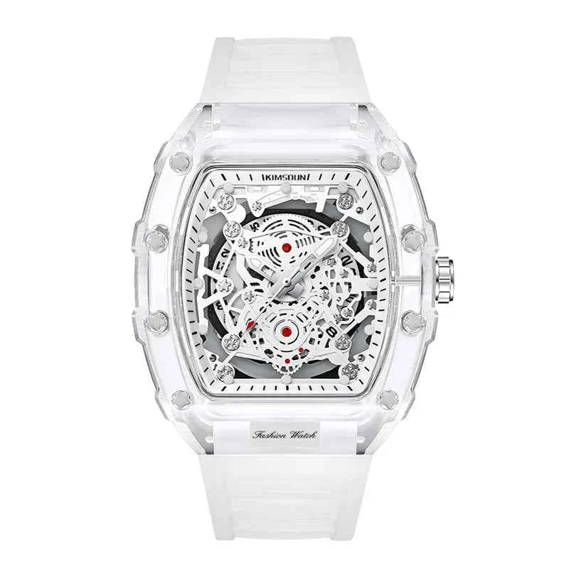 Modern Transparent Quartz Watch - Barrel Shaped Sports Clock