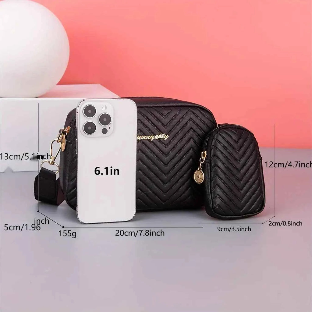 Elegant Sequin Crossbody Bag - Luxury Wave Embossed Mini Purse
