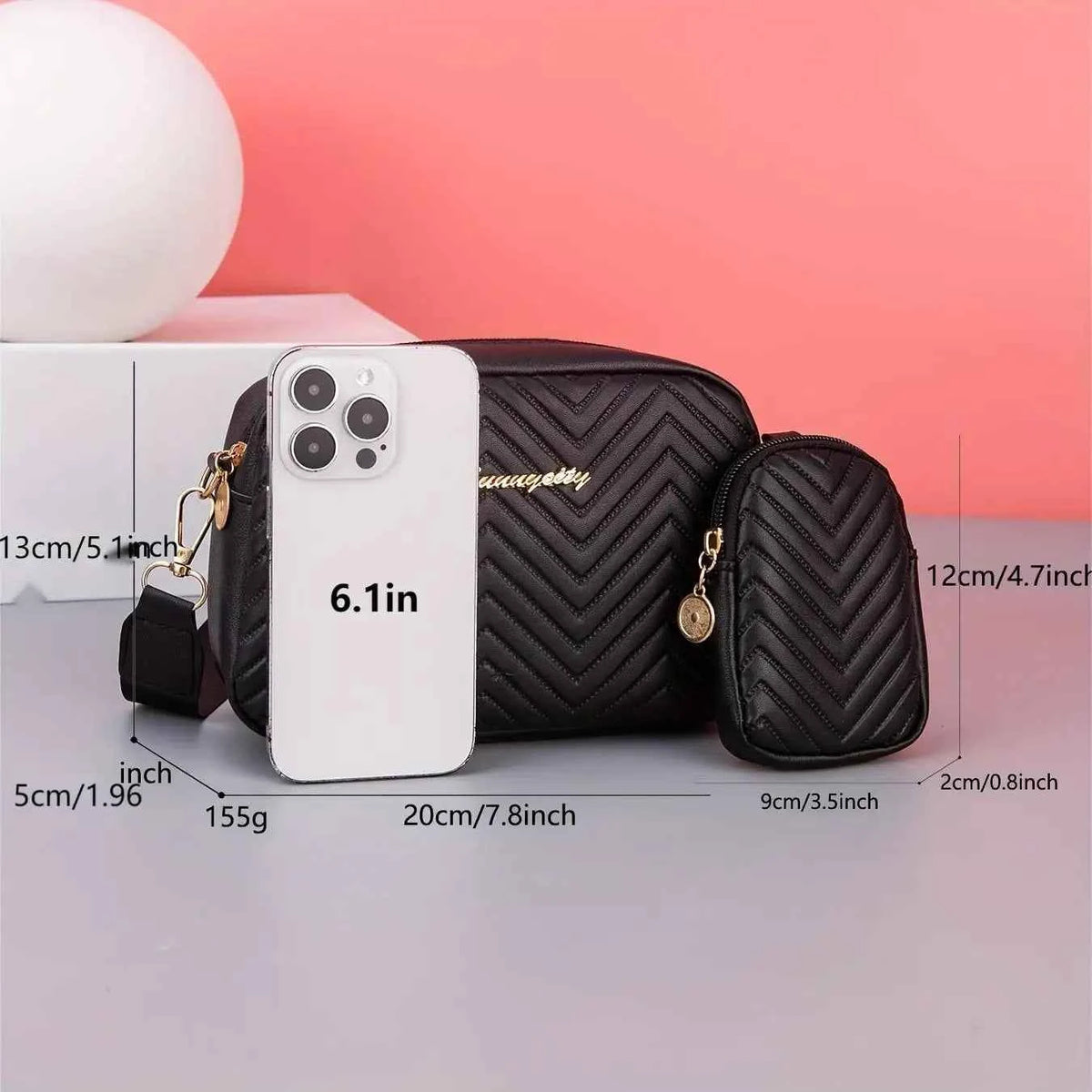 Elegant Sequin Crossbody Bag - Luxury Wave Embossed Mini Purse