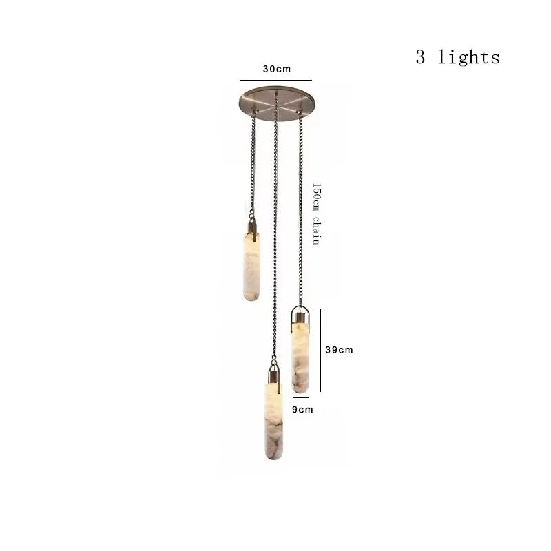 Luxury Marble Pendant Chandelier – Premium Solid Brass Multi-Light Ceiling Lamp for Living Room, Dining Area, Loft & Staircase Decor - Tulique