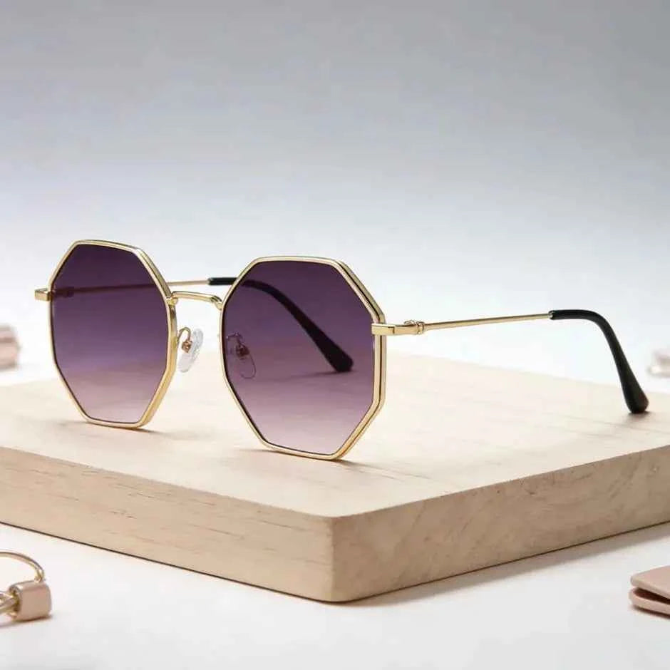 Luxury Retro Square Sunglasses - UV400 Metal Polygon Frames