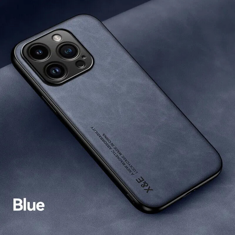 Premium Sheepskin Leather iPhone Case - Magnetic Shockproof Cover