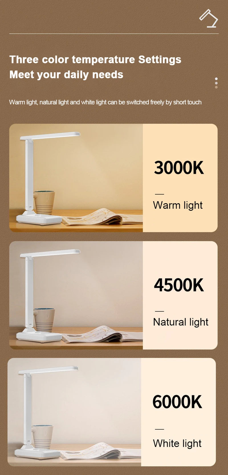Premium USB Rechargeable Desk Lamp - Dimmable & Foldable
