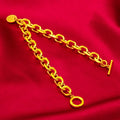 Elegant Gold O Link Bracelet - Circular Pendant Fine Jewelry