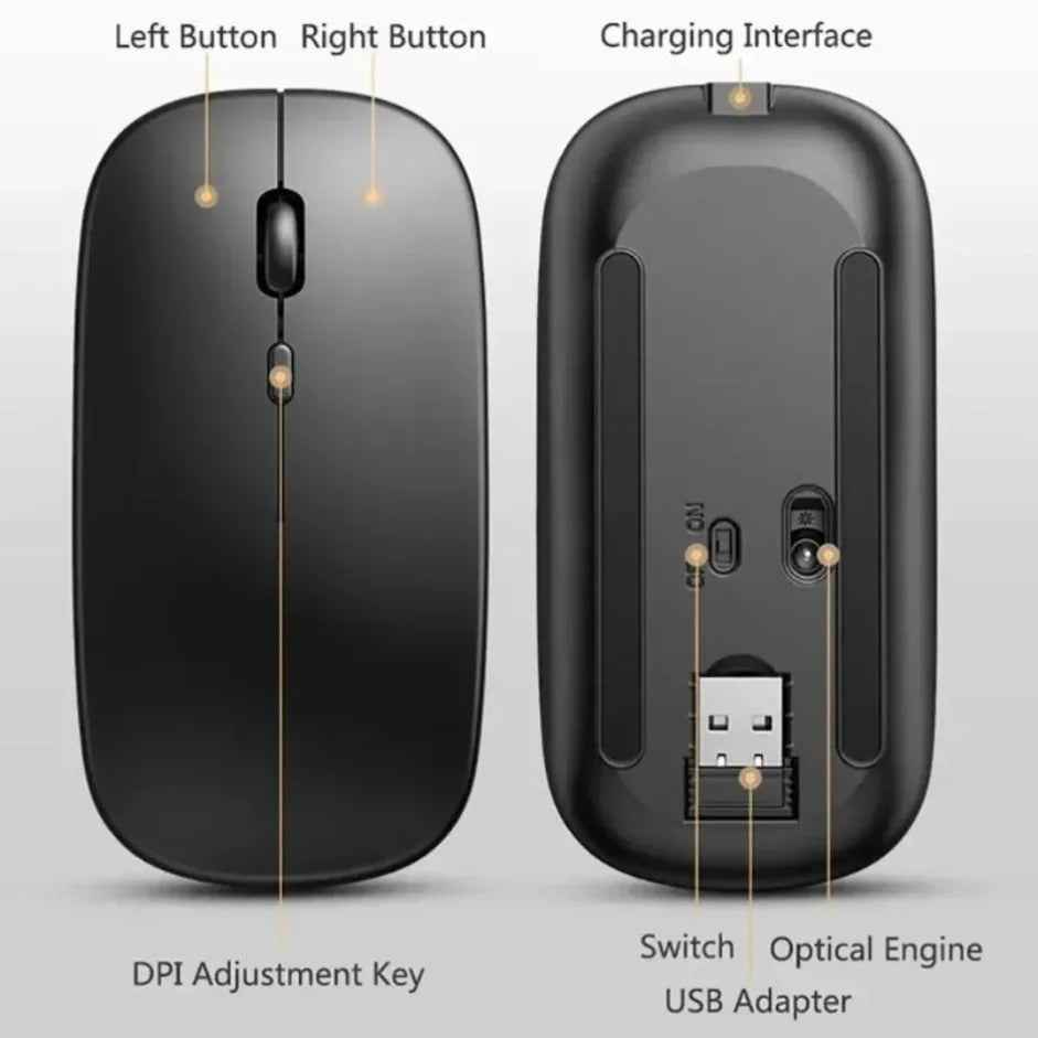 Wireless Gaming Mouse - Rechargeable & Silent Click