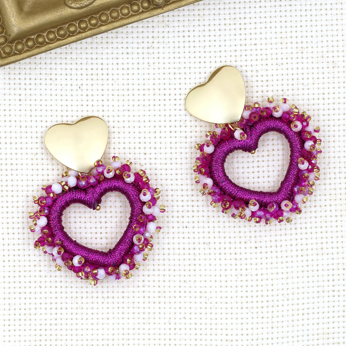 Elegant Heart Shape Drop Earrings - Handmade Crystal Jewelry
