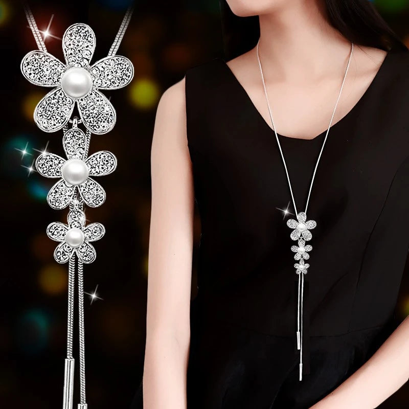 Luxury Waterdrop Crystal Necklace - Elegant Long Chain Pendant