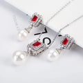 Luxury Pearl Pendant Necklace Earring Set - 18K Gold Plated