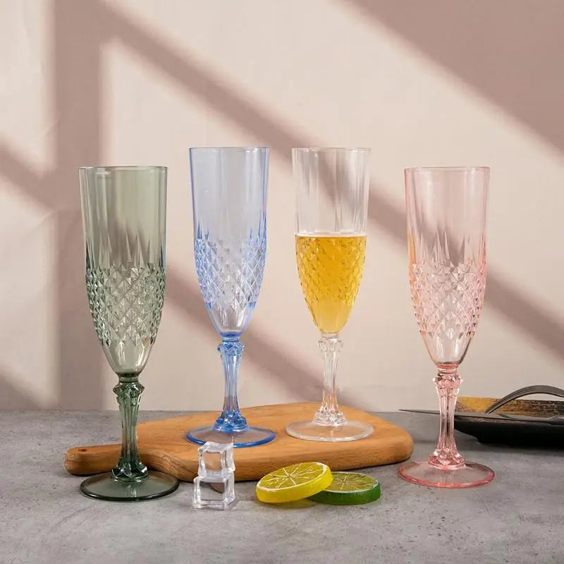 Elegant Champagne Goblet Set - Crystal High-Stem Wine Glasses