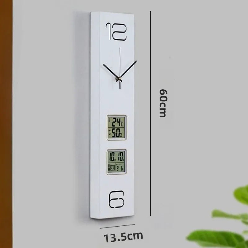 Elegant Modern Wood Silent Clock - Date & Temp Display