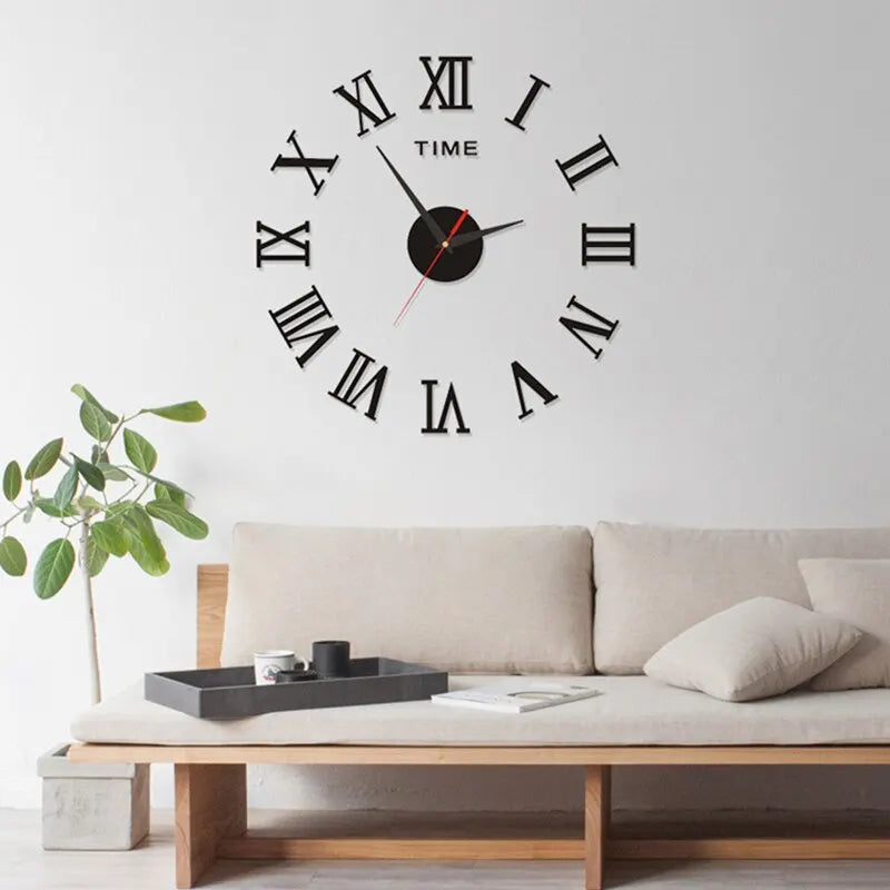 Elegant 3D Acrylic Wall Clock - Roman Numerals Mirror Design