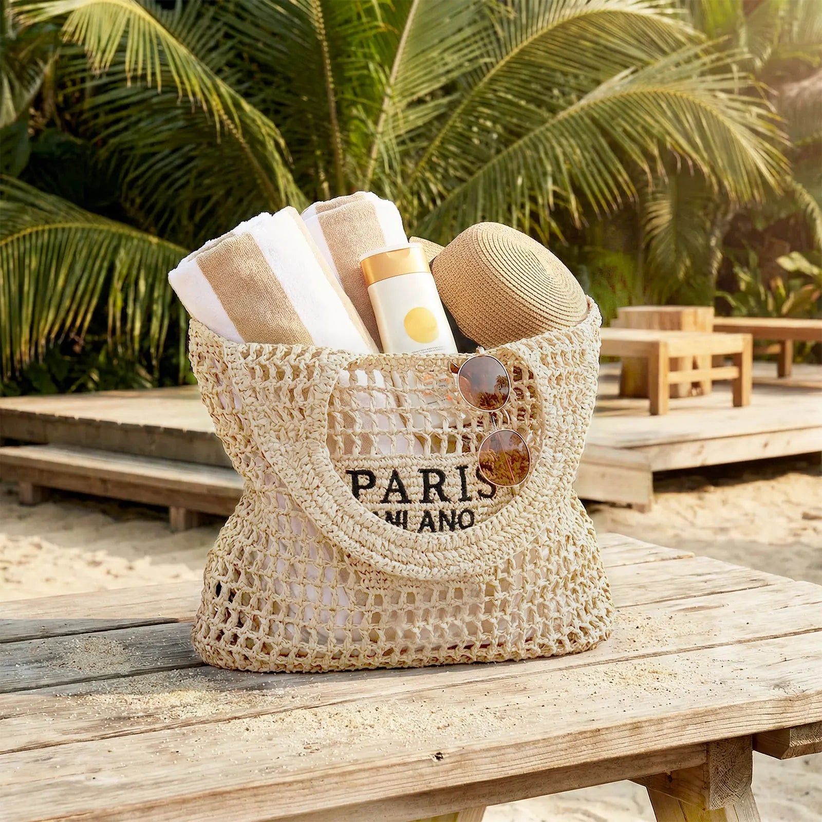 Elegant Woven Tote Bag - Handmade Summer Beach Accessory