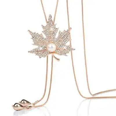 Luxury Crystal Flower Long Sweater Necklace - Elegant Pendant