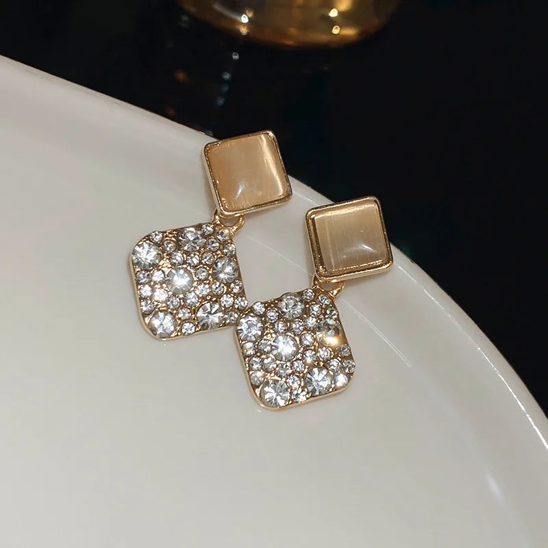 Exquisite Zircon Stud Earrings - Elegant Geometric Cross Design