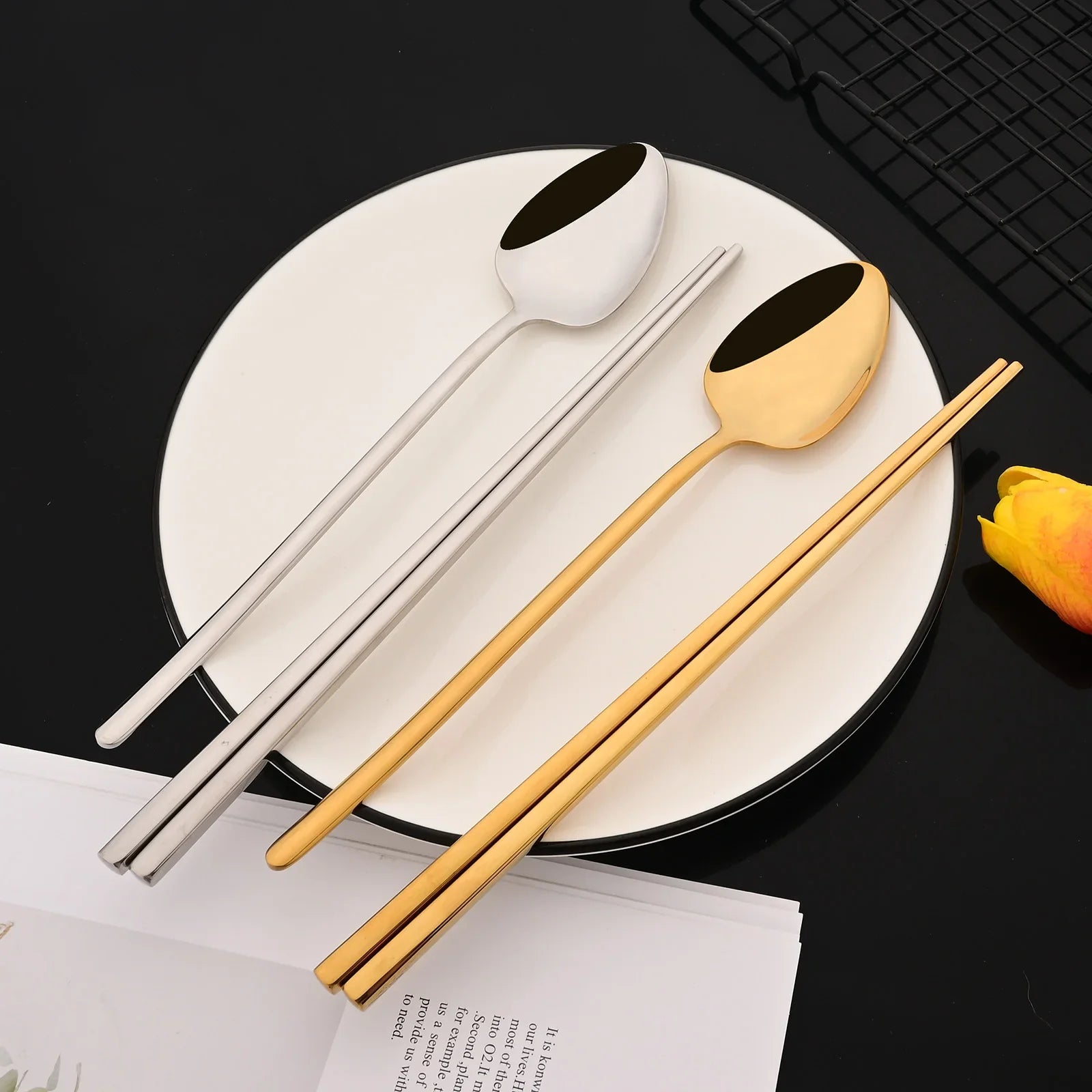 Premium Luxury Stainless Steel Cutlery Set - 8-Piece Korean Dinnerware