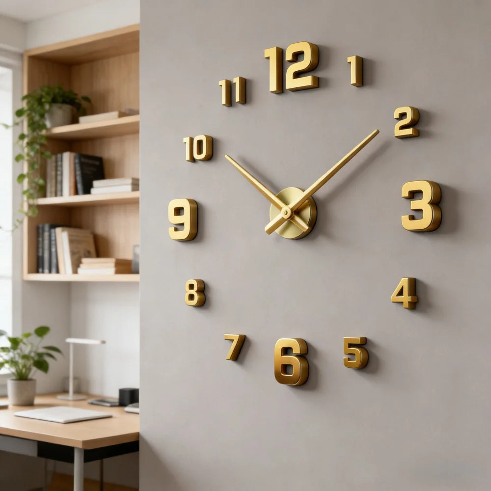 Elegant Modern Large Wall Clock - 3D DIY Quartz Design