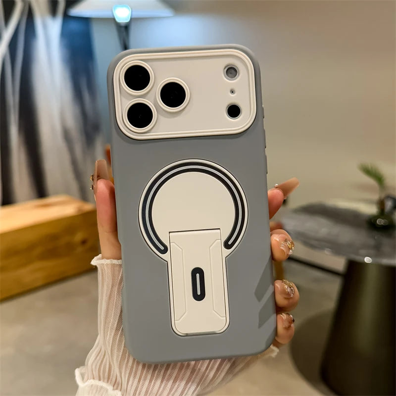 Luxury Magnetic Phone Case with Fold Stand & Camera Window