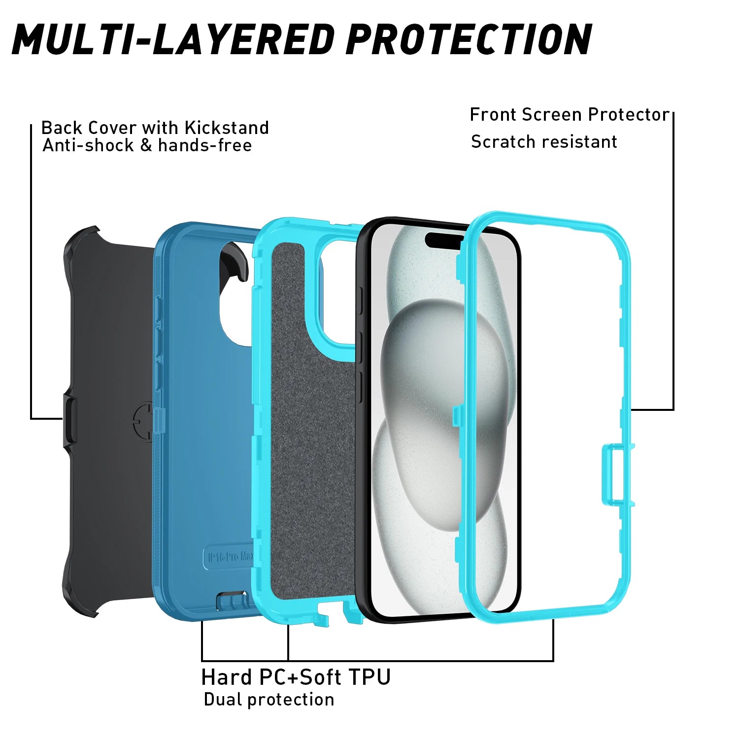 Premium Shockproof iPhone Case - Defender Hard PC+TPU Cover