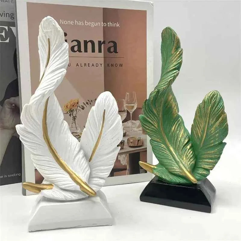 Elegant Artistic Feather Sculpture - Modern Resin Centerpiece