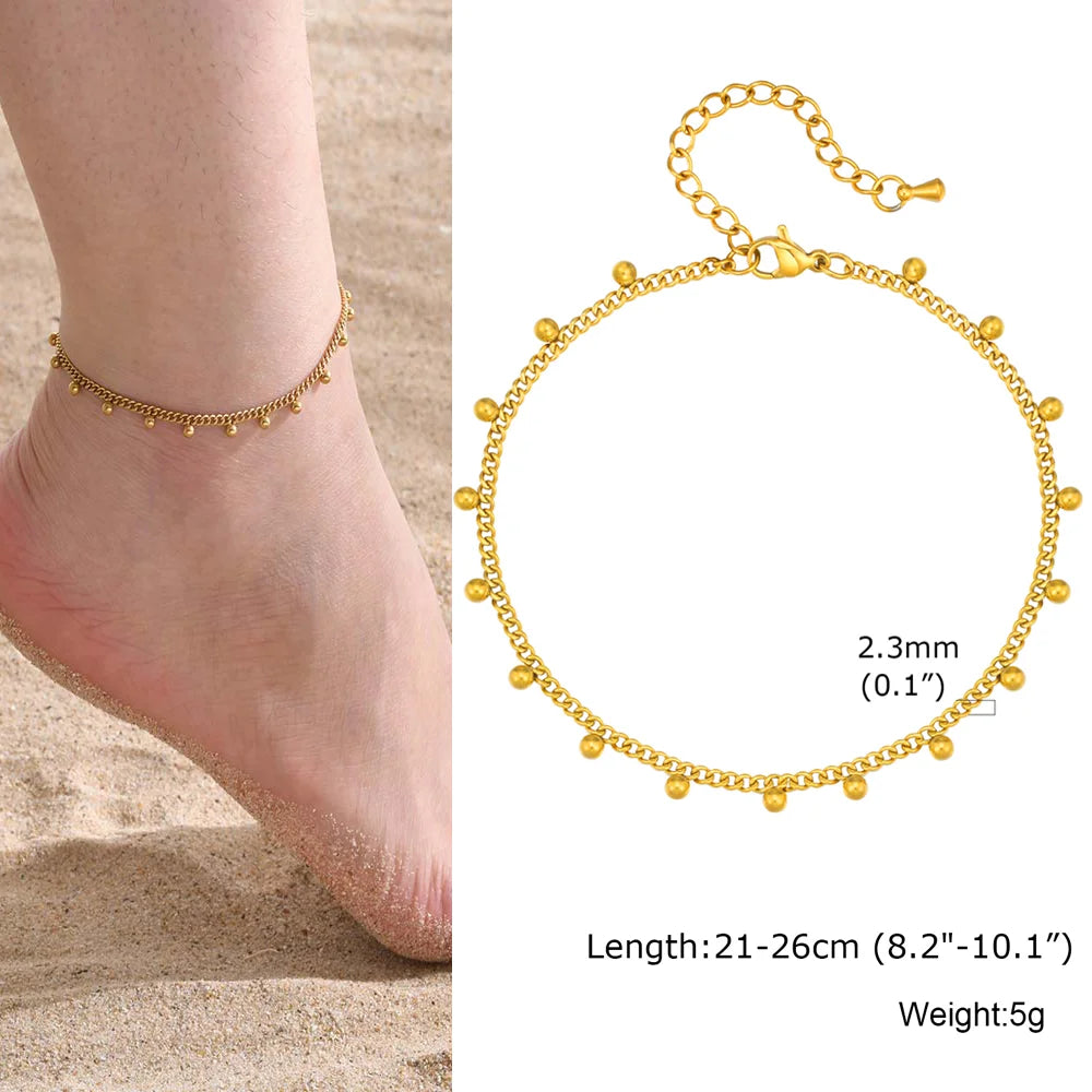 Exquisite Gold Plated Heart Anklet - Stainless Steel Foot Jewelry