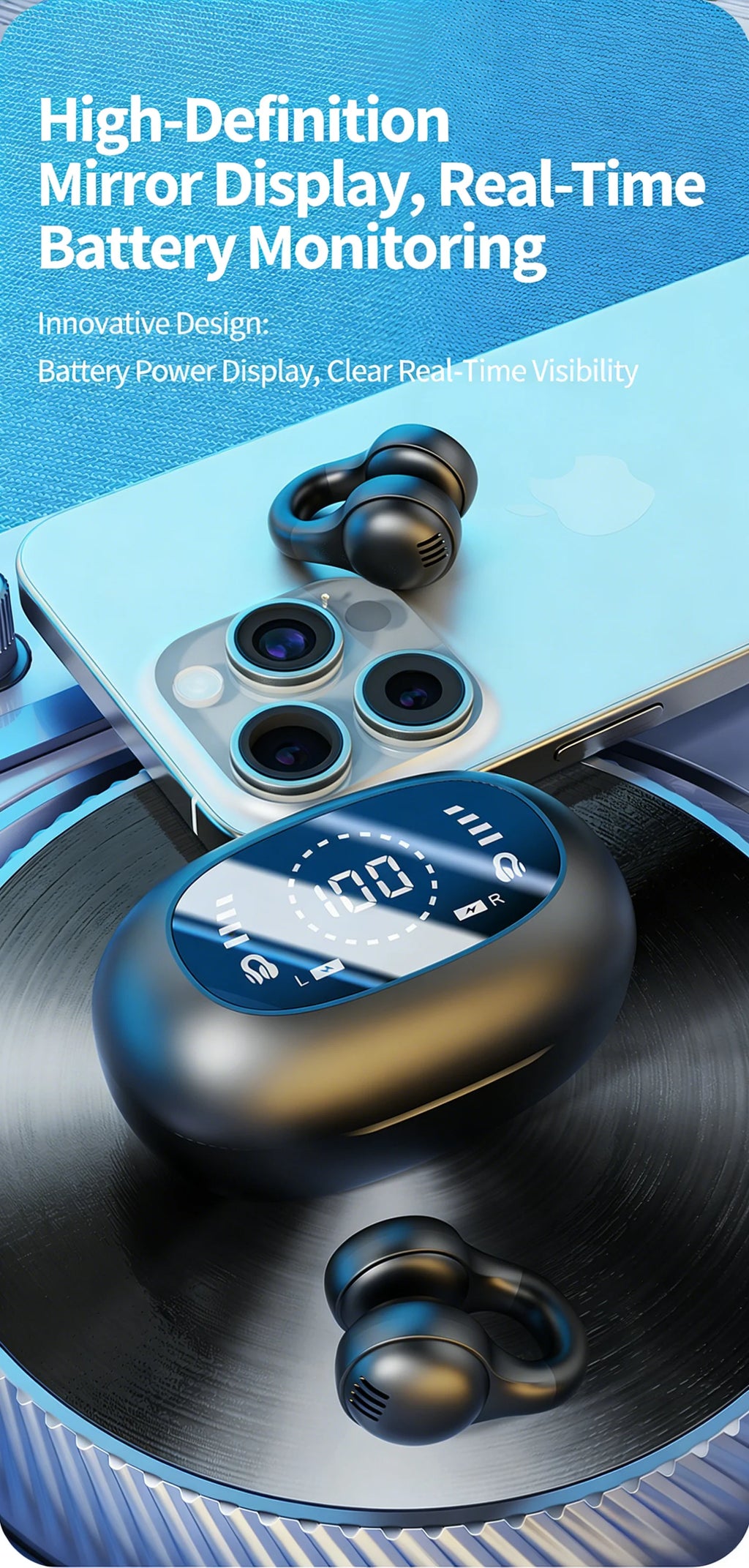 Digital Display Wireless Sports Earbuds - Premium Silicone Noise Reduction
