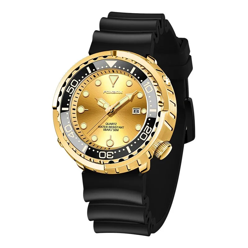 Luxury Mens Quartz Watch - 5ATM Waterproof Sports Clock