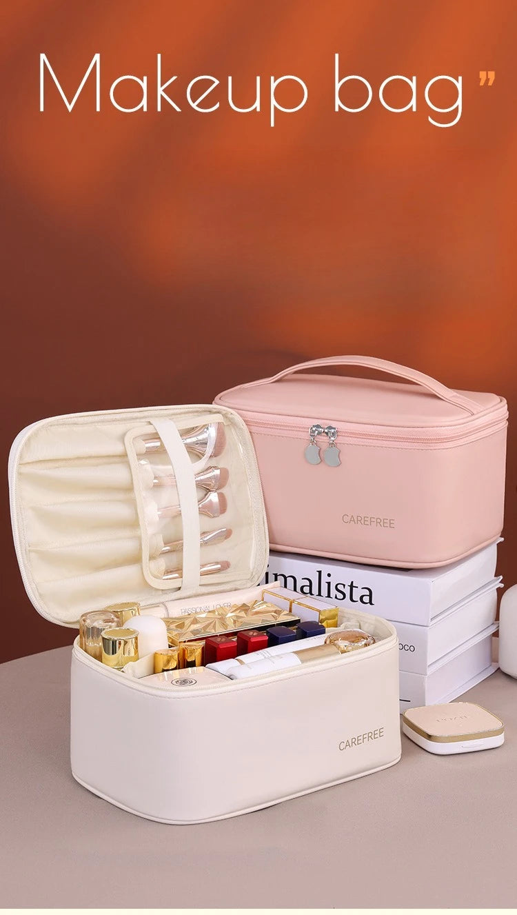 Premium Luxury PU Makeup Bag - Travel Organizer with Zipper