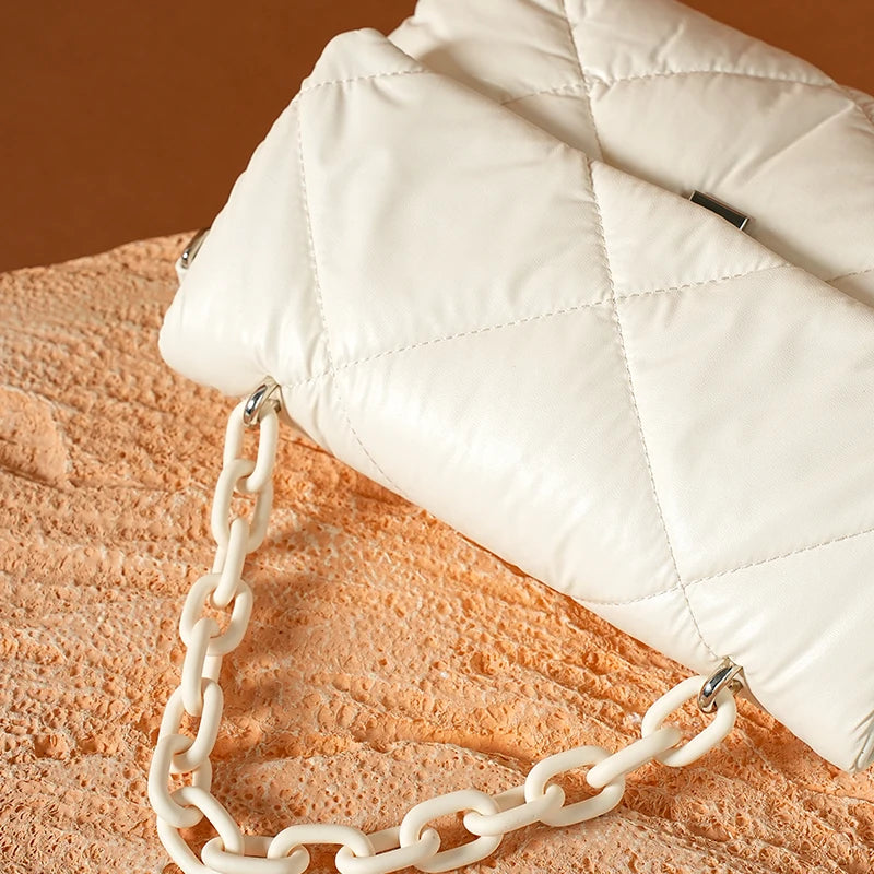 Elegant Women Crossbody Bag - Feather Down Padded