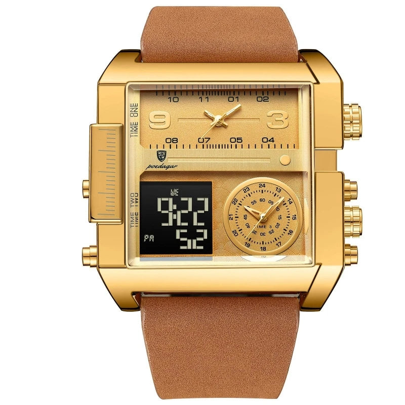 Elegant Men's Rectangular Quartz Watch - Waterproof & Luminous