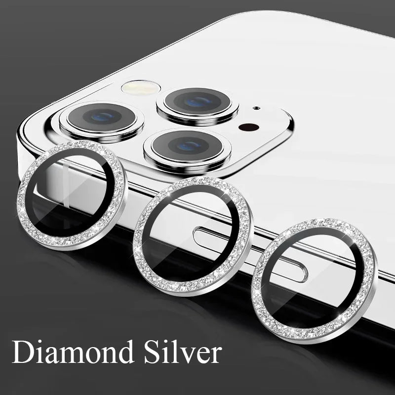 Glitter Camera Lens Protector - 9H Tempered Glass & Metal Ring