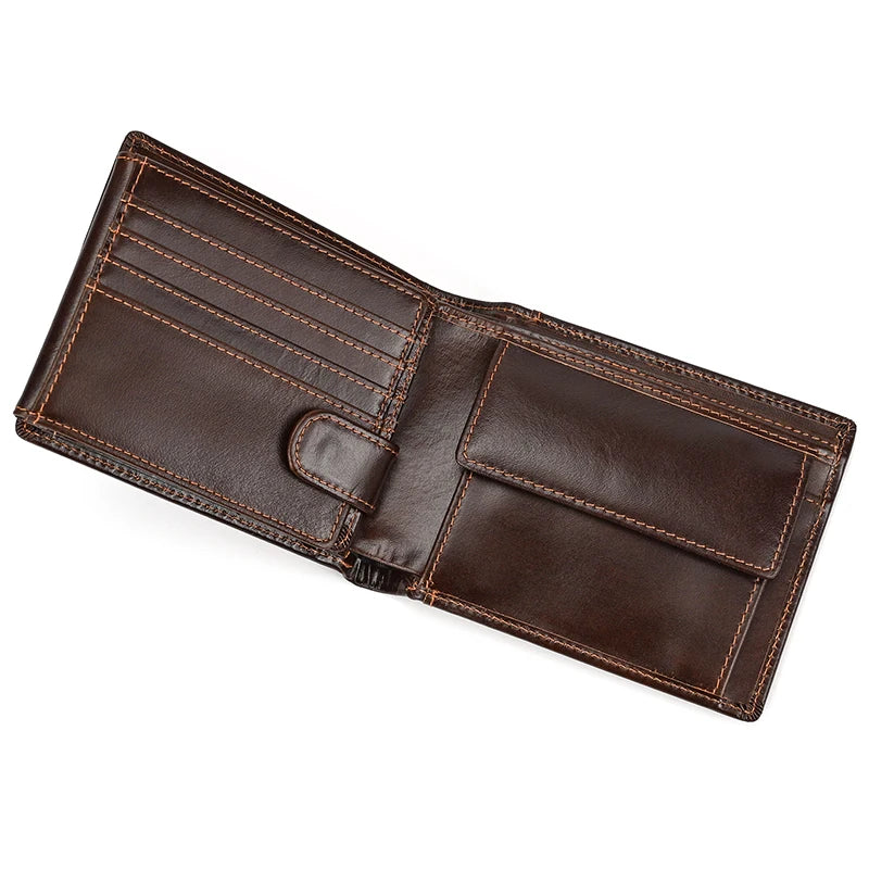Premium Cow Leather Short Wallet - Unisex Hasp Clutch