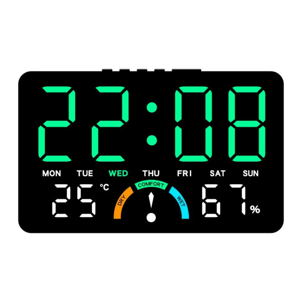 Premium Digital LED Wall Clock - Voice Control & Temperature Display