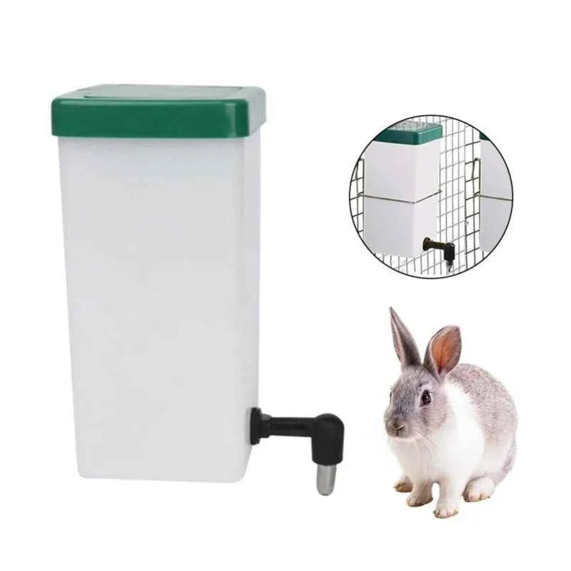 Hanging pet water dispenser - white bottle with metal drinking head for small animals