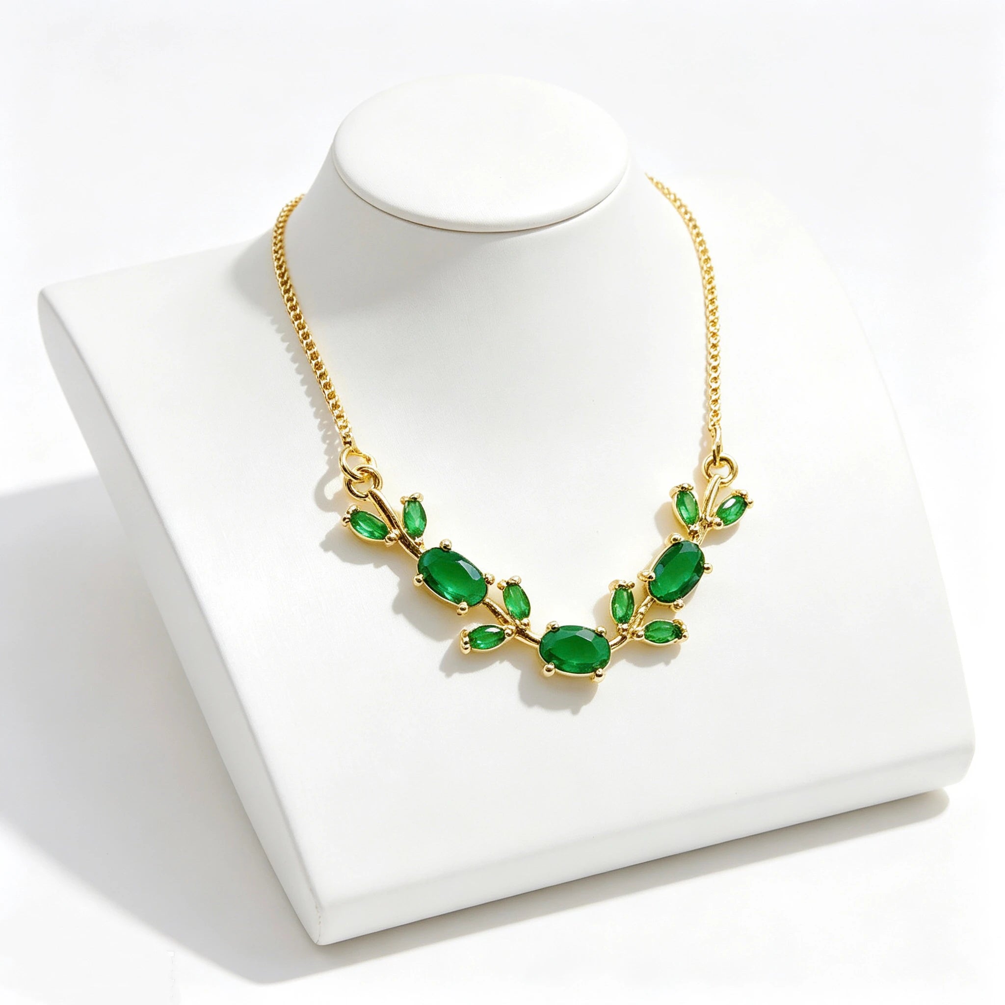 Elegant Crystal Leaf Jewelry Set - Premium Necklace & Bracelet