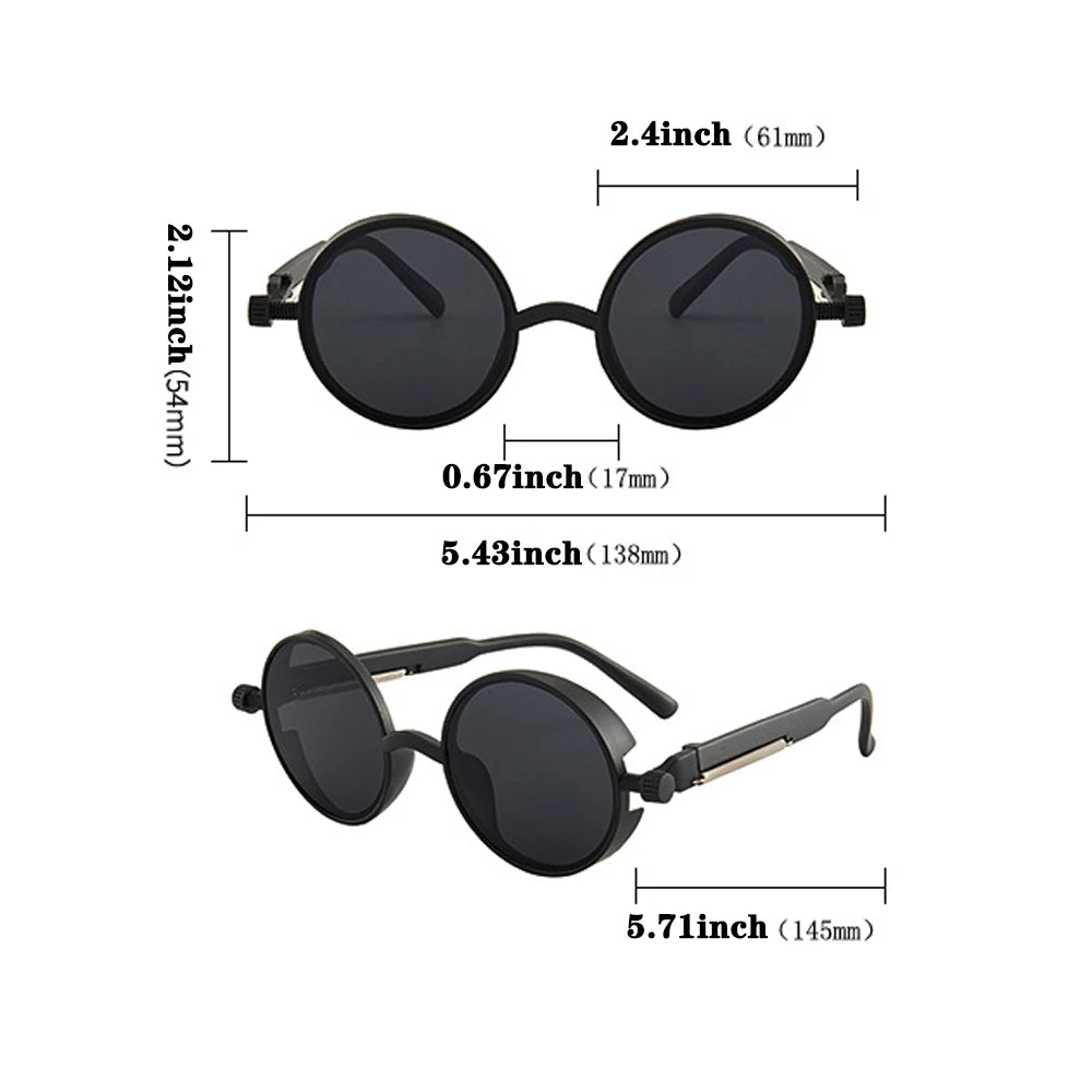 Retro Round Steampunk Sunglasses - Classic Gothic Eyewear