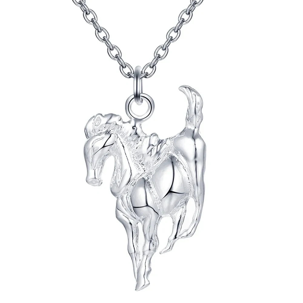 Elegant Sterling Silver Horse Necklace - Luxury Pendant Chain