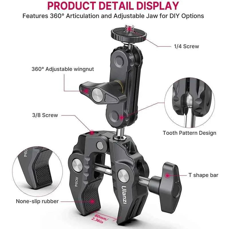 Professional Metal Super Clamp - Secure Camera & Light Mount