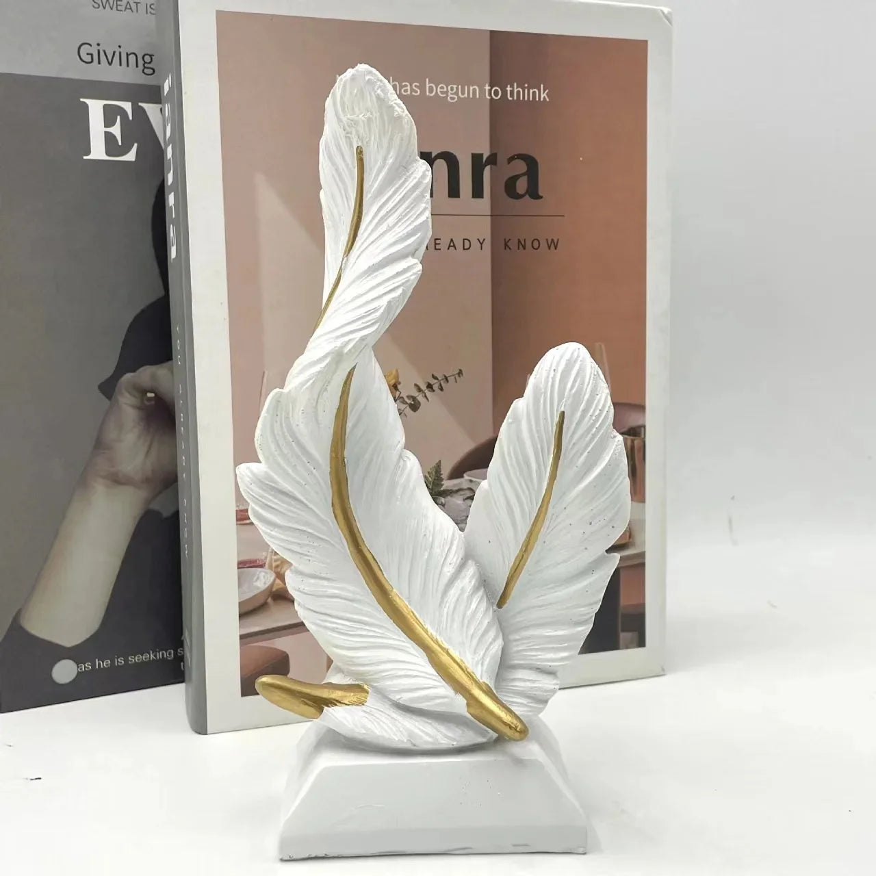 Elegant Artistic Feather Sculpture - Modern Resin Centerpiece