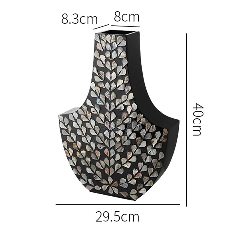 Premium Modern Aesthetic Vase - Hand-Painted Wood Centerpiece