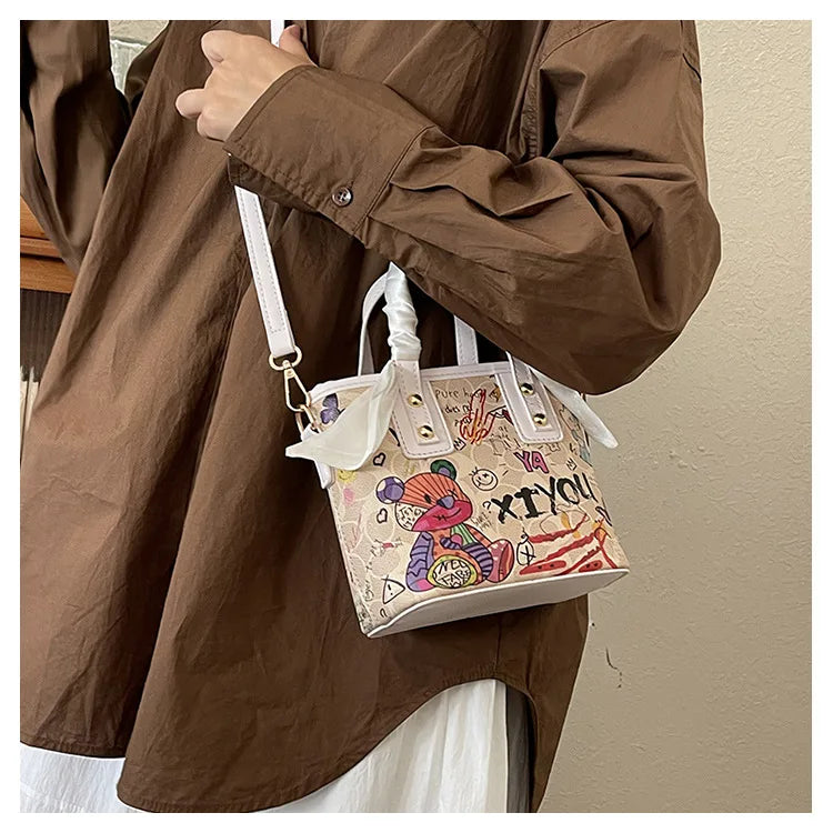 Elegant Artistic Crossbody Bag - Graffiti Design
