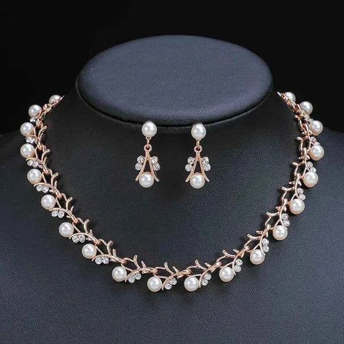 Elegant Pearl Jewelry Set - Retro Clavicle Chain & Earrings