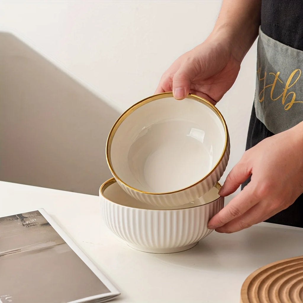 Elegant Gold Ceramic Dinnerware Set - Hotel-Grade Quality