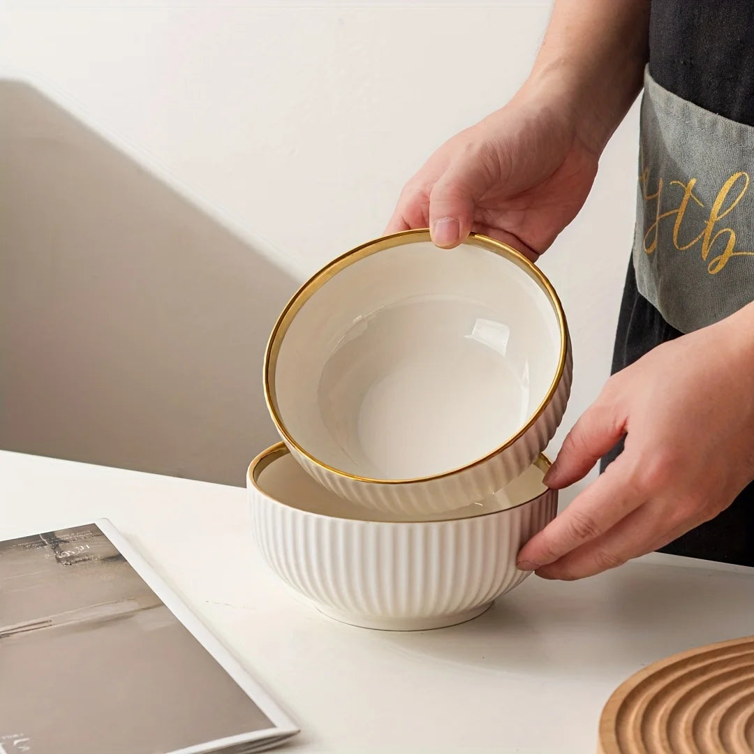 Elegant Gold Ceramic Dinnerware Set - Hotel-Grade Quality