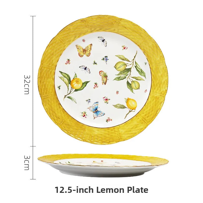 Elegant Ceramic Dinner Plate - European Style Round Dish