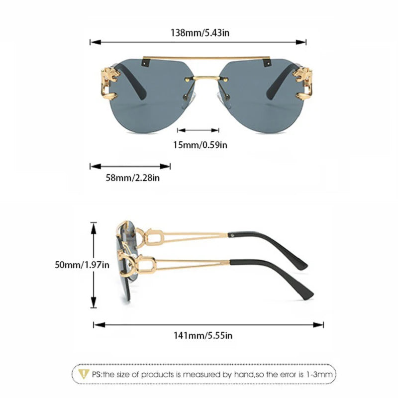 Luxury Rimless Vintage Sunglasses - Oversized Fashion Shades