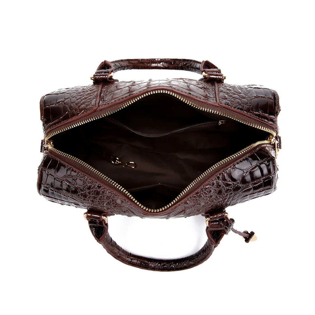 Elegant Crocodile Pattern Boston Bag