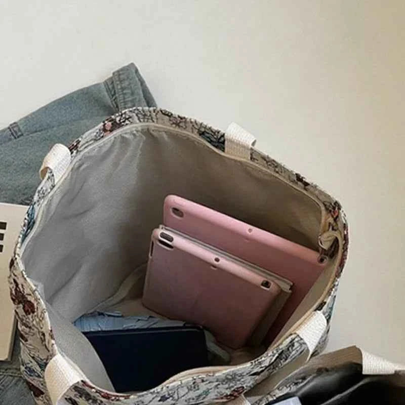 Elegant Butterfly Canvas Bag - Embroidered Shoulder Tote