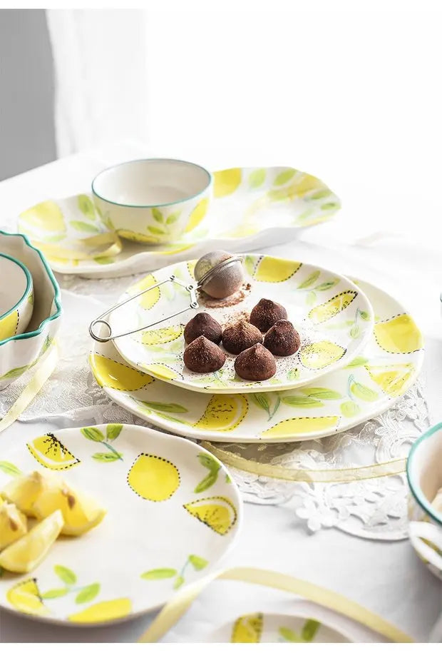 Elegant Ceramic Lemon Dinnerware Set - Premium Dining Collection